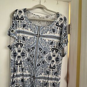 Calvin Klein Blue and White Floral Blouse